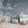 Weiche leuchtende Planeten und Astronauten für Jungen Raum Fototapete