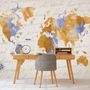 Orange World Map Wallpaper Mural