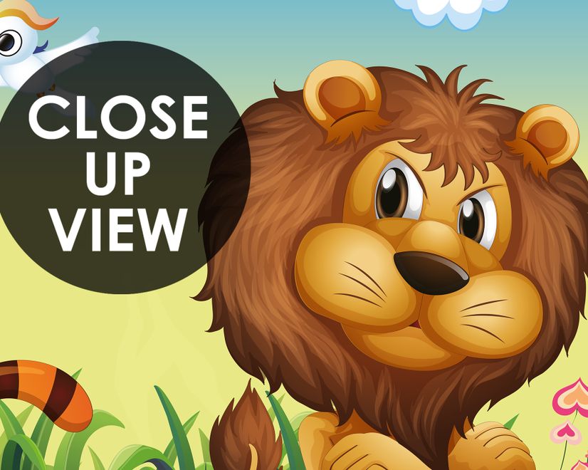3D Look King Lion and Wild Animals Wallpaper Mural