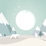 Kids Mountainscape with Cute Bear and Green Skyscape Wallpaper Mural