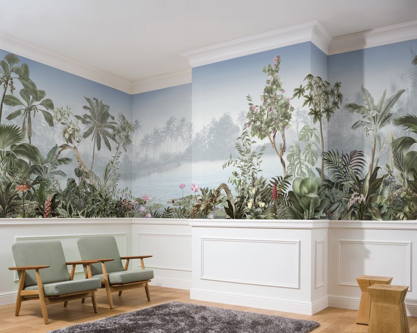 Vintage Forest with Lakescape Wallpaper Mural