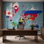 Papier peint drapeaux pays carte monde