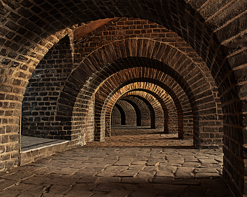 Fototapete 3D-Look Dunkler Tunnel