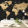 Black Political World Map Wallpaper Mural