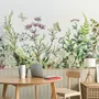 Wild Floral and Green Fresh Leaves Wallpaper Mural