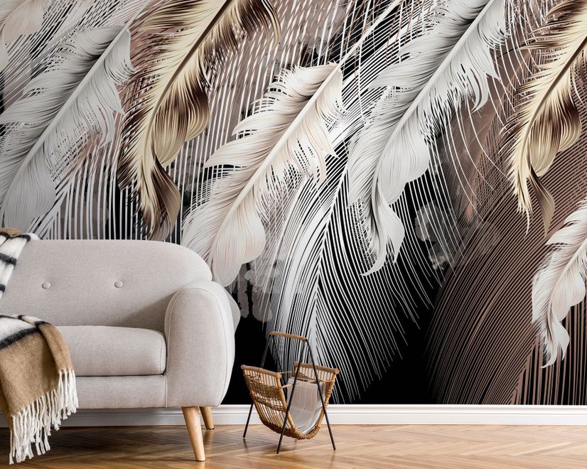 Nordic Light Feathers Wallpaper Mural