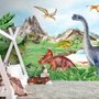 Fototapete für Kinder mit prähistorischen Dinosauriern