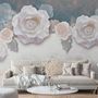 Vintage White Rose Floral Wallpaper Mural