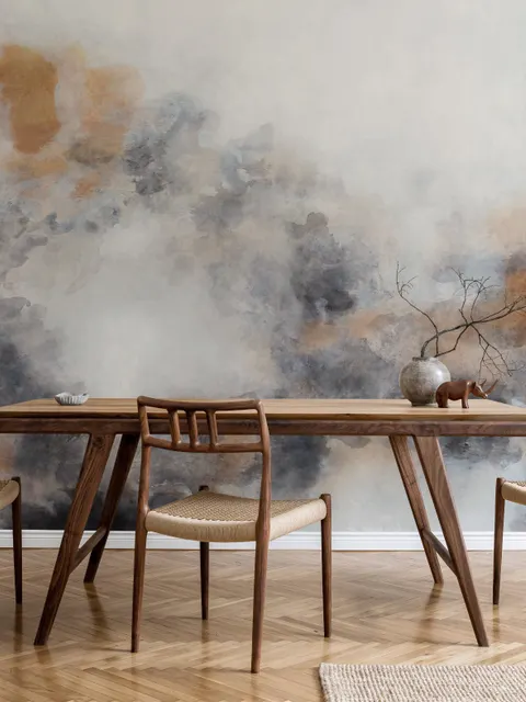 Watercolor Black Brown Smoked Paint Art Wallpaper Mural