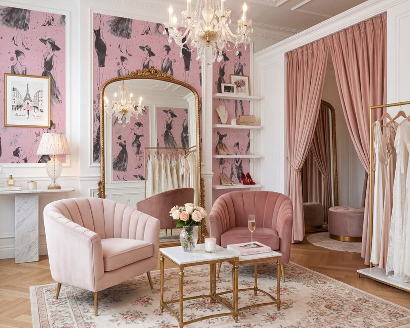 Modern Fashion Women Sketch Wallpaper Mural