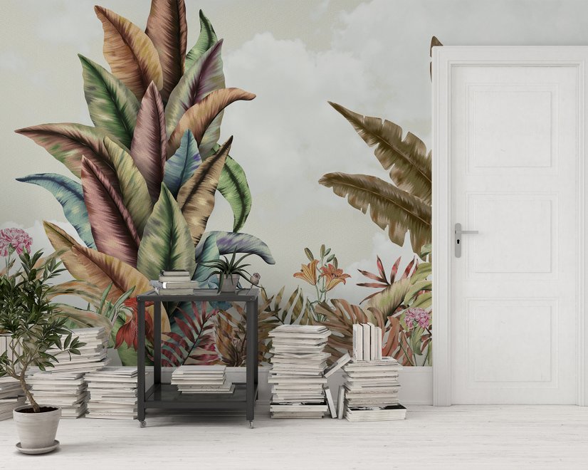 Vintage Tropical Leaf Wallpaper Mural
