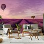 Serene Sunset Lavender and Balloon Landscape Wallpaper Mural