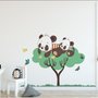 Panda et ses petits sur l'arbre avec papillon et oiseaux Stickers muraux