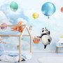 Cute Flying Panda & Animals Kids Nursery Wallpaper Mural
