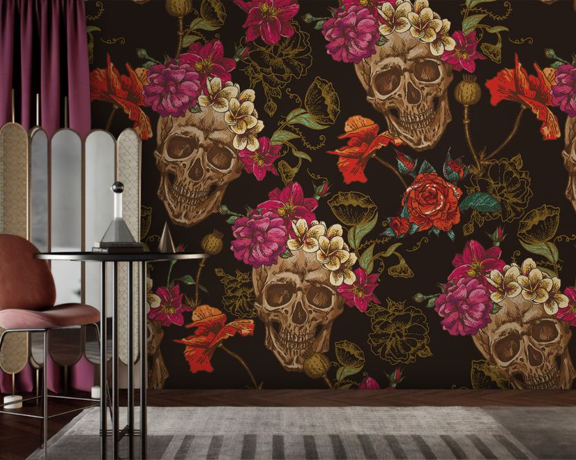 Fancy Skull Pattern Wallpaper Mural