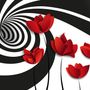 Red Poppy Floral with Abstract Fractal Wallpaper Mural