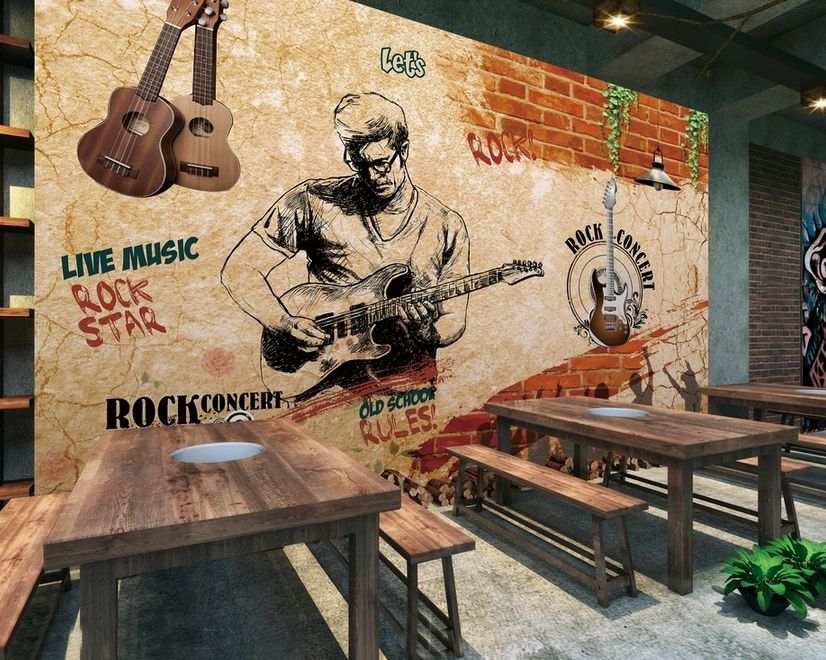 Rock Music Guitar Boy Wallpaper Mural