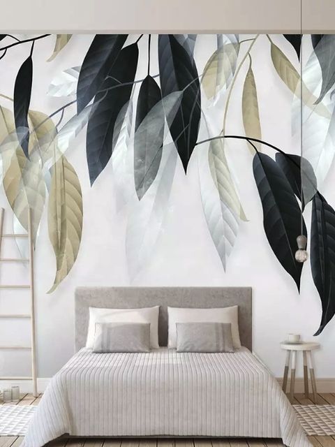 Dark Vintage Leaves Wallpaper Mural