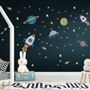 Colorful Space with Little Falling Stars and Planets Wall Decal Sticker