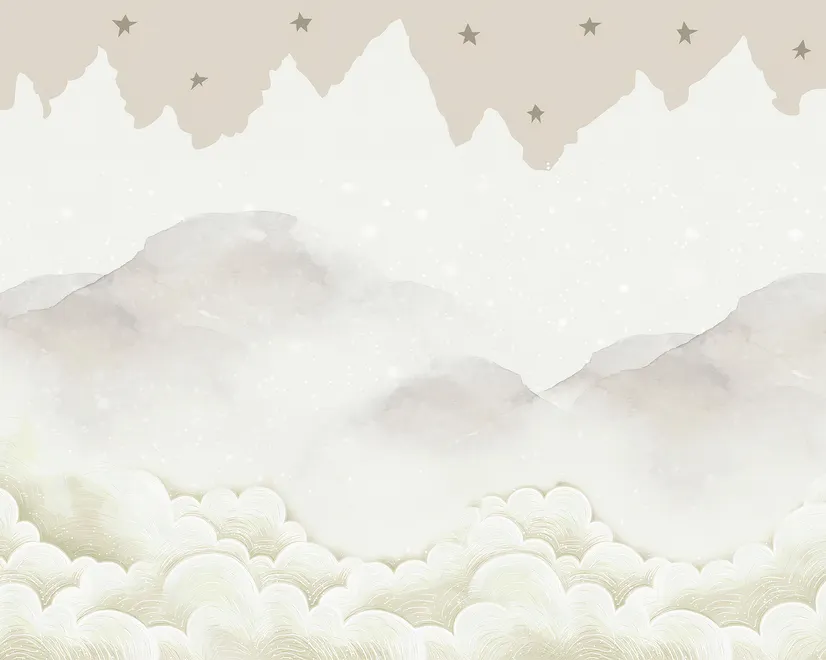 Kids Mountain with Clouds Wallpaper Mural