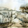 Watercolor Style Botanical Landscape Wallpaper Mural