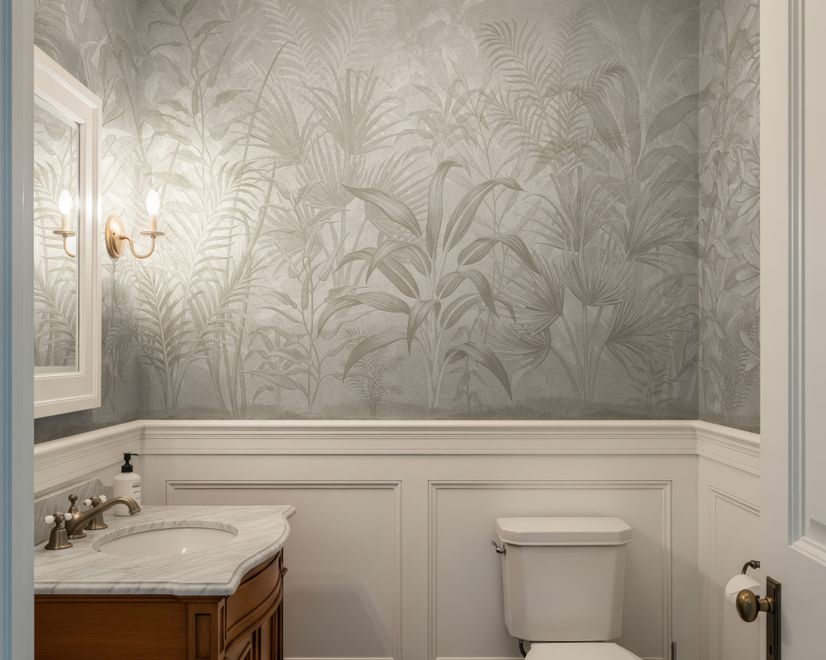 Monochrome Tropical Botanical Wallpaper Mural