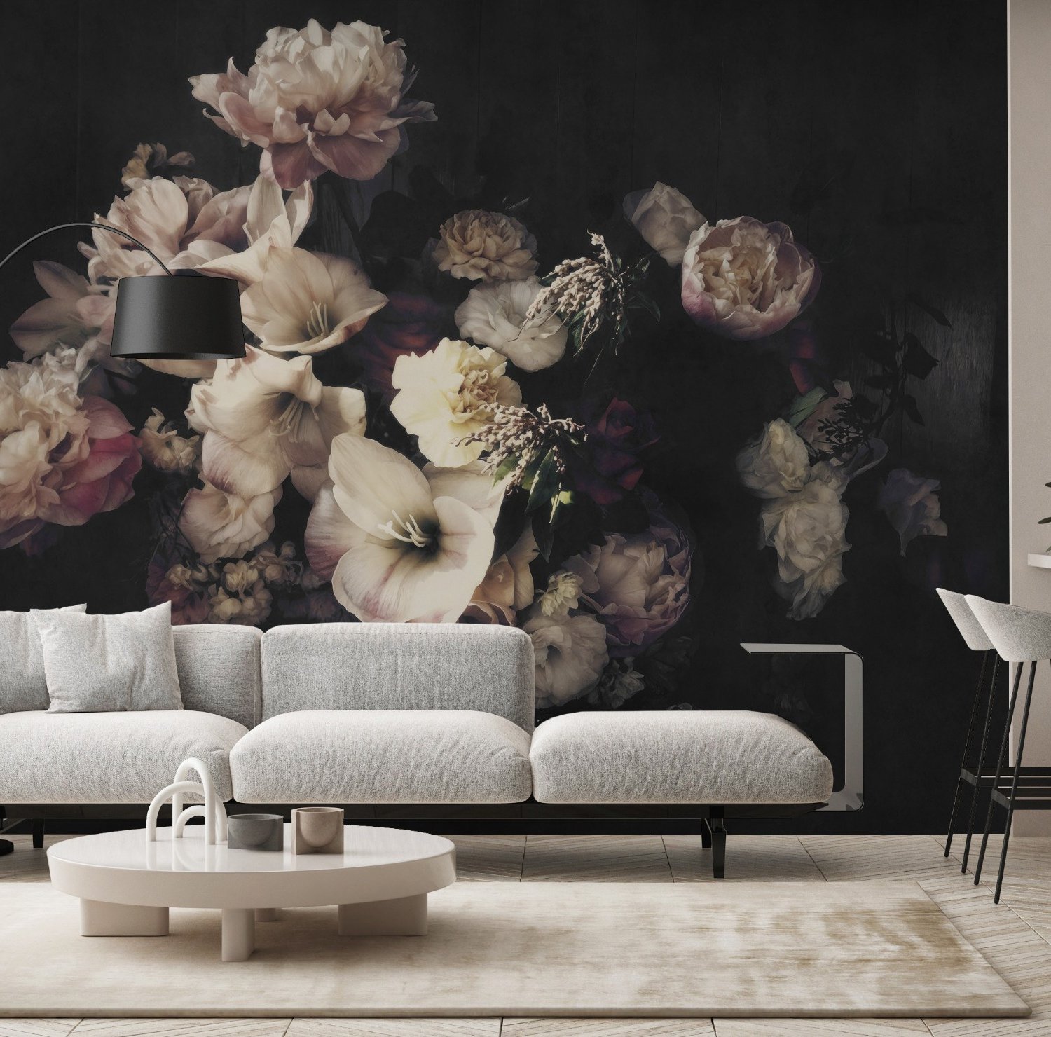 Dutch Dark Floral Wallpaper Mural - Peel and Stick