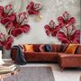 Crystal Red Floral Art Wallpaper Mural