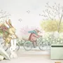 Cartoon Bear in the Flower Garden Wallpaper Mural