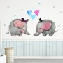 Papier peint panoramique éléphants amoureux dessinés