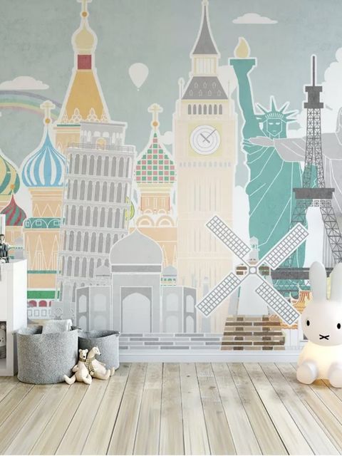 Papier peint bâtiments emblématiques pour enfants