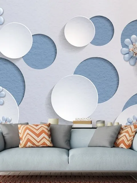 Light Blue Daisy Floral Wallpaper Mural
