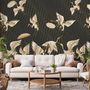 Gold Style Vintage Asian Crane Birds Wallpaper Mural