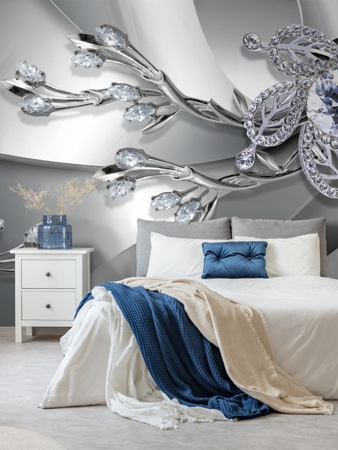 Silberne Kristall Gänseblümchen Fototapete