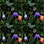 Dark Purple Flowers with Butterflies Wallpaper Mural