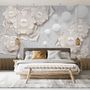 3D Look White Pearl Flower Wallpaper Mural