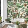 Watercolor Green Tropical Leaves Wallpaper Mural