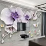 3D Embossed Look Purple Orchids Wallpaper Mural