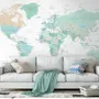 Papier peint panoramique de la carte du monde politique verte