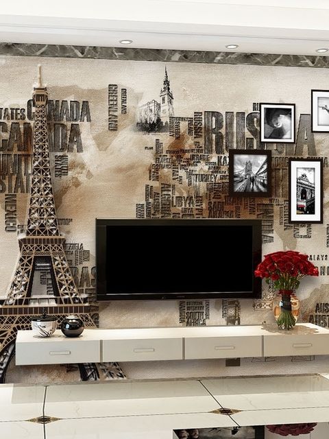 Eiffel Tower City Typography Wallpaper Mural