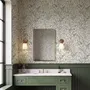 Black outline botanical wallpaper with charcoal wildflowers and grasses on a warm ivory cream ground