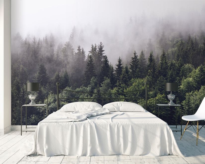 Misty Pine Forest Wallpaper Mural