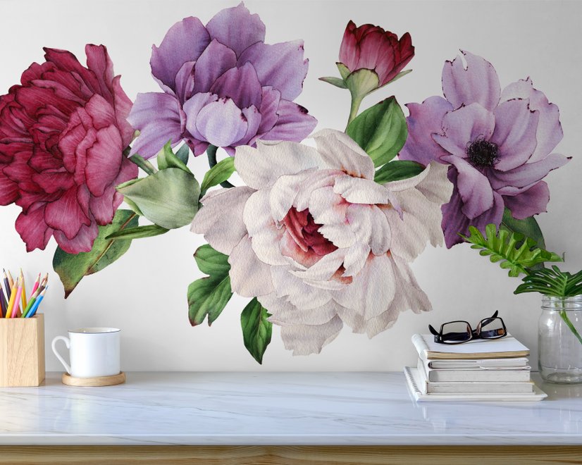 Peony Floral Colorful Bouquet Wall Decal Sticker