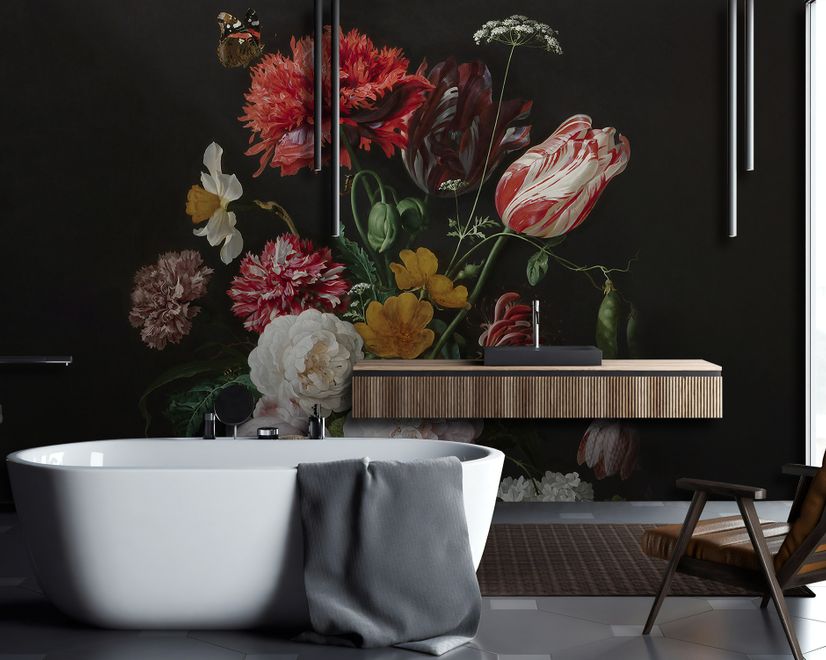 Dutch Florals Still Life Flowers in Vase Wallpaper Mural