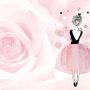 Papier peint Ballerine et roses roses