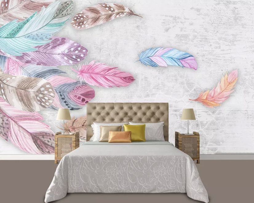 Colorful Feather Wallpaper Mural