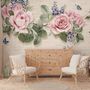 Vintage Pastel Pink Floral Wallpaper Mural