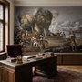 Medieval Lake Landscape with Boats Wallpaper Mural