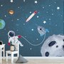 Aquarell Weltraum mit Astronaut und Meteoren Fototapete