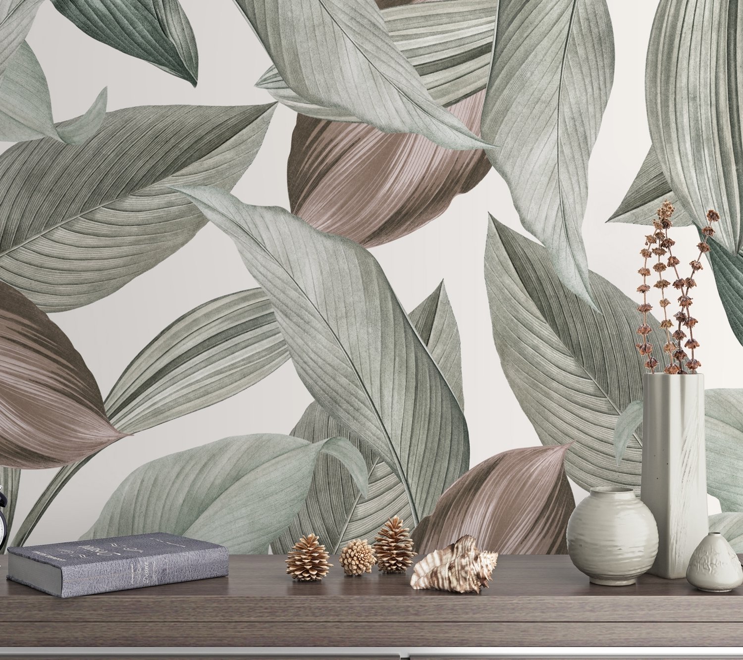 Vintage Leaf Wallpaper Mural - Peel and Stick